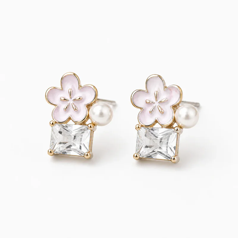 Copper Electroplated Flower Stud Earrings Wholesale - image 1