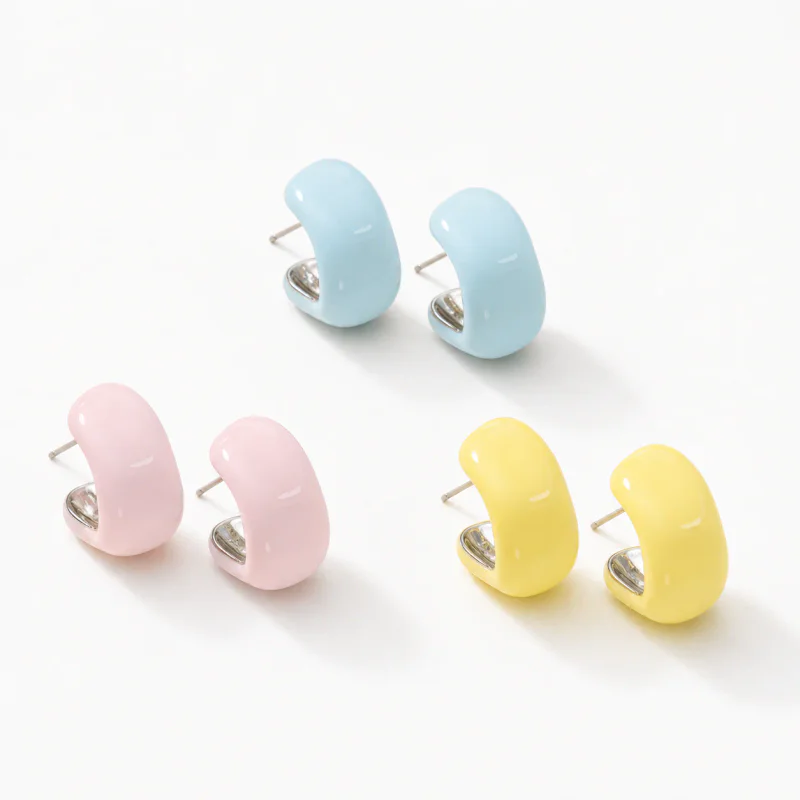 Macaron Drip Oil Geometric Women's Earrings - image 1