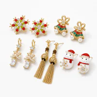 Christmas Tassel Earrings, 925 Sterling Silver Pin