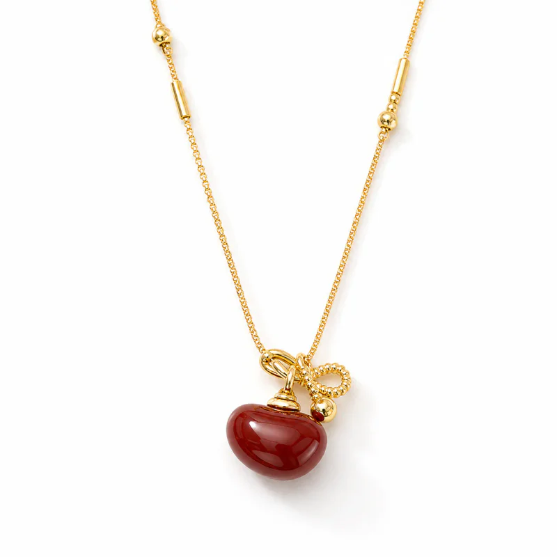 18K Gold Plated Red Double-Sided Heart Necklace for Women - image 1