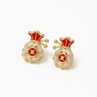 Gold Plated Lucky Bag Pendant Necklace & S925 Earring Set