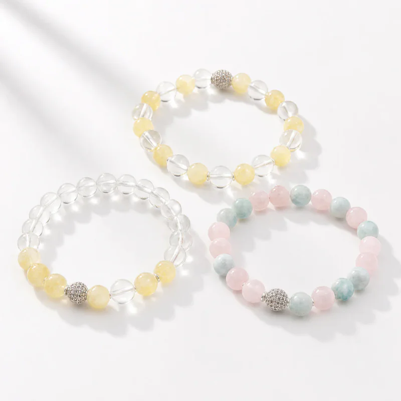 Handmade Aquamarine Larimar Natural Crystal Beaded Bracelet - image 1