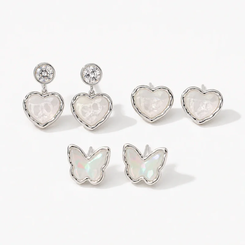 Copper Resin Butterfly Stud Earrings 925 Sterling Silver Post - image 1