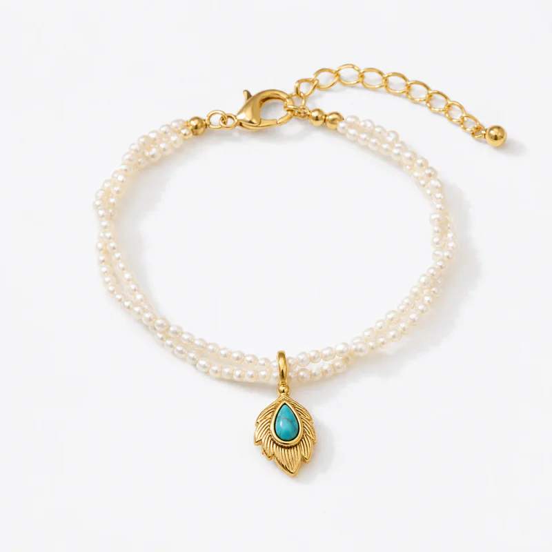 Vintage Turquoise Double-Layer Seed Bead Women's Bracelet - image 1