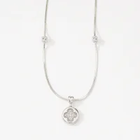 Hollow Four-Leaf Clover Diamond Studded Snake Chain