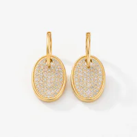Oval Full Diamond Dense Inlaid Hoop Earrings