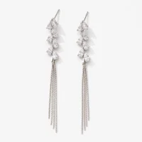 14K Gold Plated Zircon Tassel Wheat Ear Earrings