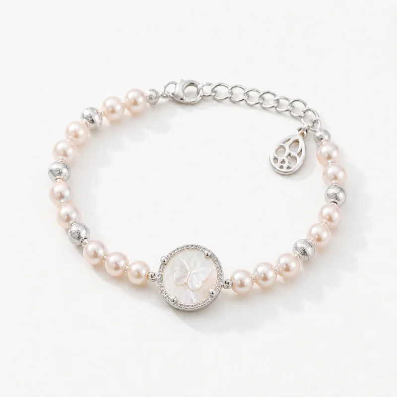 Colorful Shell Butterfly Pearl Bracelet - image 1