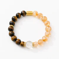 11mm Natural Citrine Tigereye Jinba Zircon Gourd Crystal Bracelet
