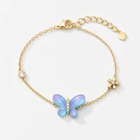 Women's Gold Plated Zircon Butterfly Moon Star Bracelet