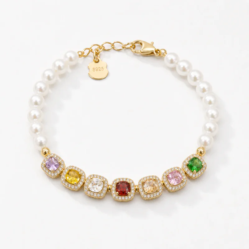 Manta Rose Violet Pearl Bracelet with Colorful Zircon Inlay - image 1