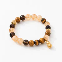 Natural Citrine Tiger Eye Smoky Quartz Mixed Crystal Bracelet