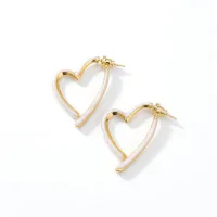 Gold-Plated Maillard Enamel Heart Stud Earrings