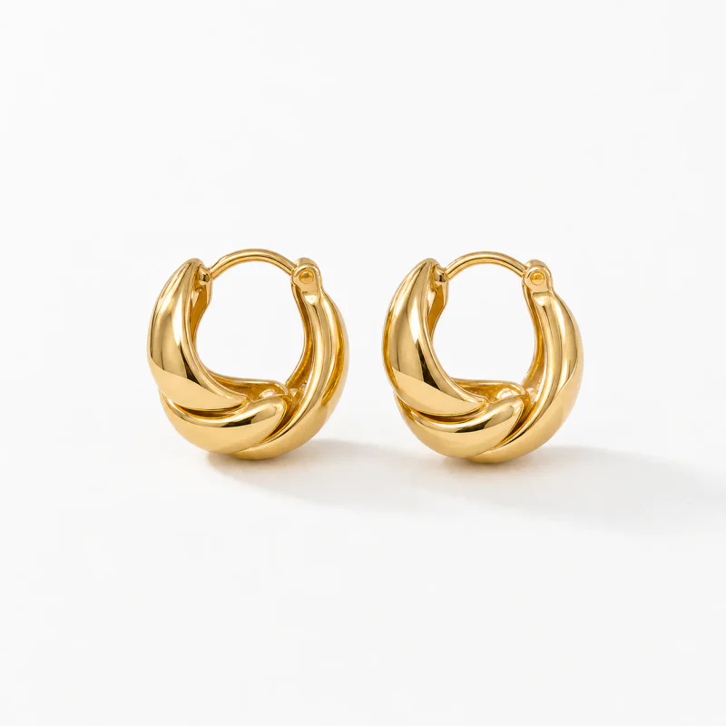 Women's Retro Geometric Twist Non-Pierced Ear Clips - image 1