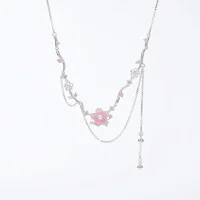 Copper Pearl Zircon Flower Clavicle Necklace