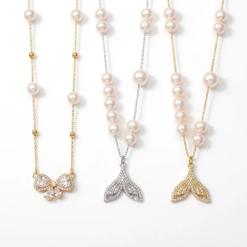Copper Pearl Butterfly Saturn Pendant Necklace - image 1