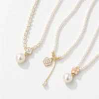 Imitation Pearl Camellia Mother-of-Pearl Pendant Necklace