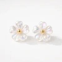 Camellia Flower Stud Earrings S925 Silver Post