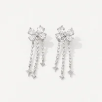 Zircon Tassel 925 Sterling Silver Stud Earrings