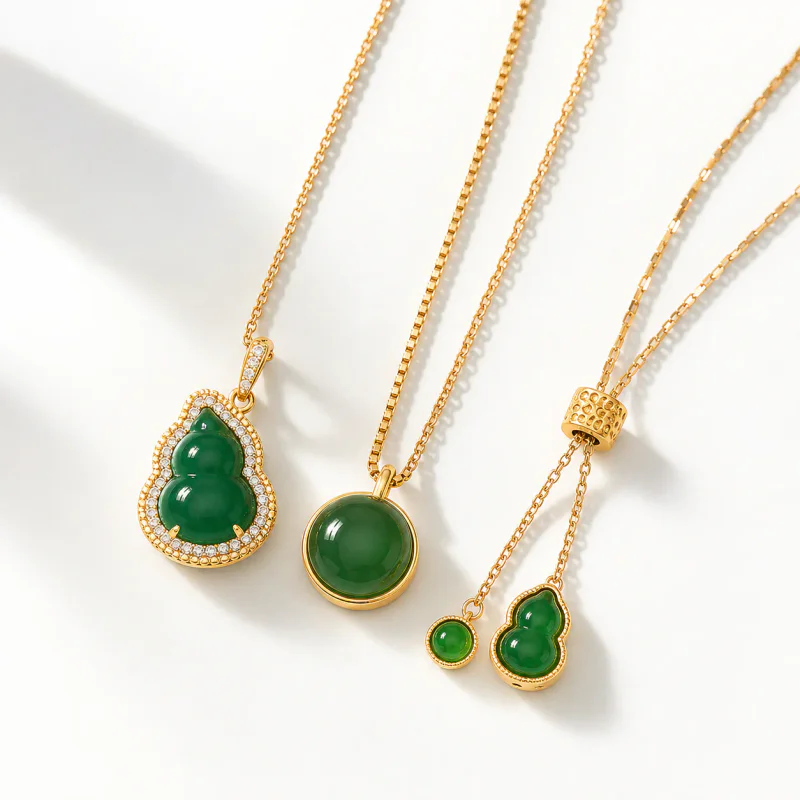 Gold Plated Agate Calabash Pendant Necklace - image 1