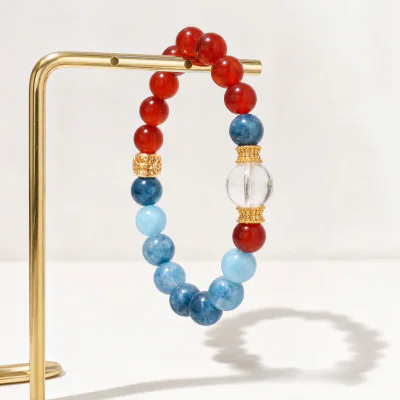 Nezha Red Agate Blue Crystal Unisex Bracelet