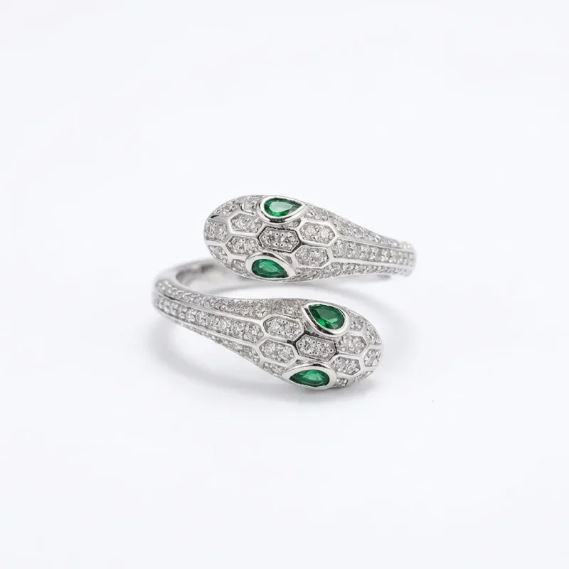 Snake CZ Emerald Gold Plated Necklace Set - 1