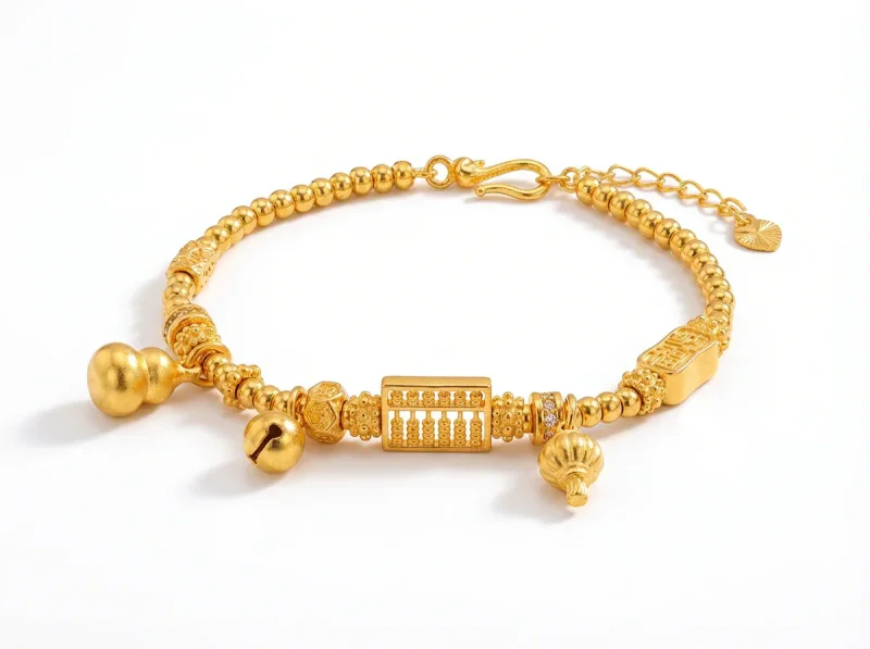 Women's Fu Lu Sand Gold Bracelet, Non-Fading, Wholesale. - 1