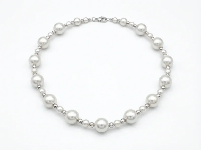 Retro Electroplated Imitation Gray Pearl Necklace with Palladium Pendant - 1