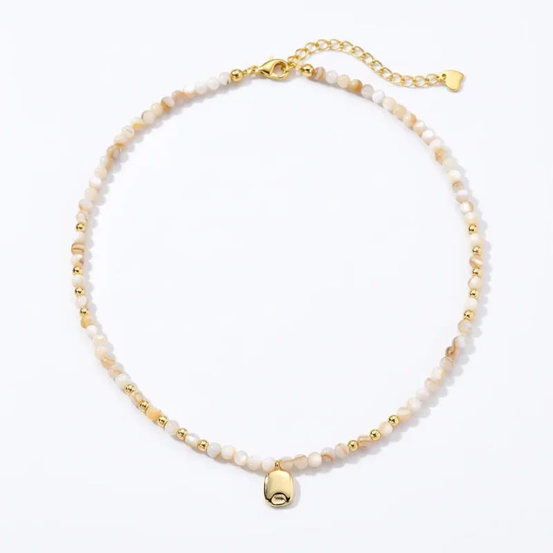 Multilayer Gold Plated Natural Stone Necklace with Zircon - 1
