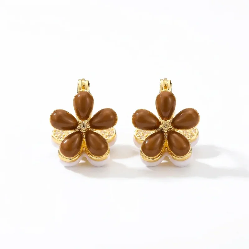 Maillard Double-Sided Flower Enamel Earrings - 1