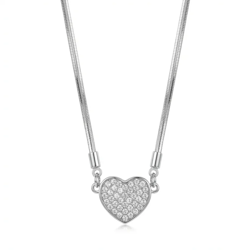 Magnetic Heart Gold Plated Multi-strand Necklace - 1