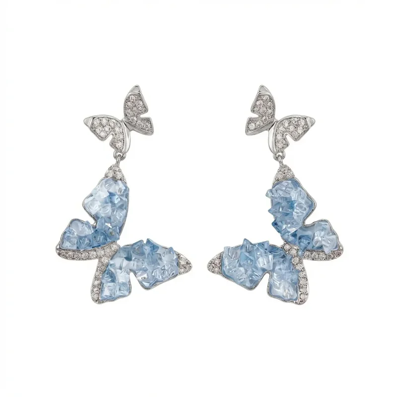 New Chinese Crystal Stud Earrings S925 Silver Needle - 1