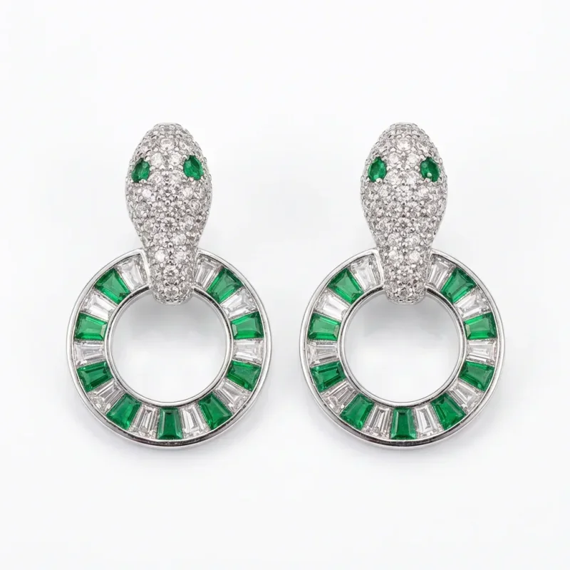 Diamond Green Zircon Light Purple Pearl Snake Necklace - 1