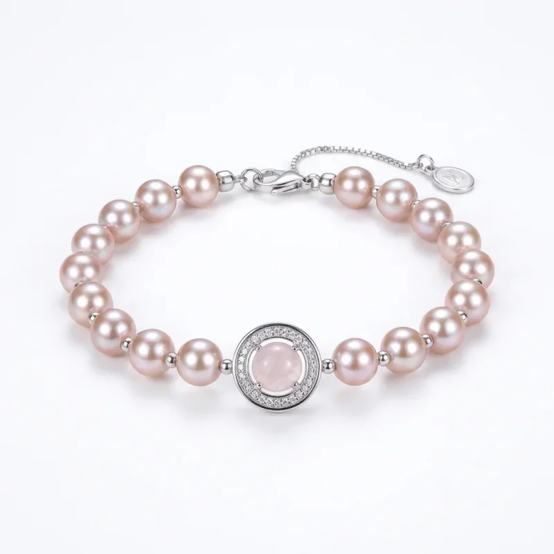 Silver Manta Rose Pearl Bracelet - 1