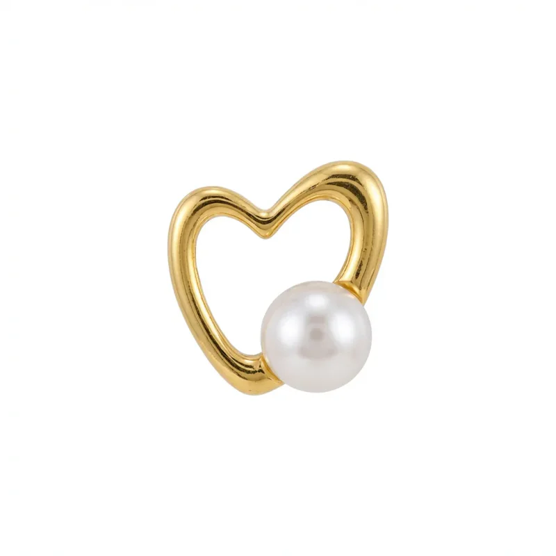 Hollow Heart Pearl Stud Earrings, 92 - 1