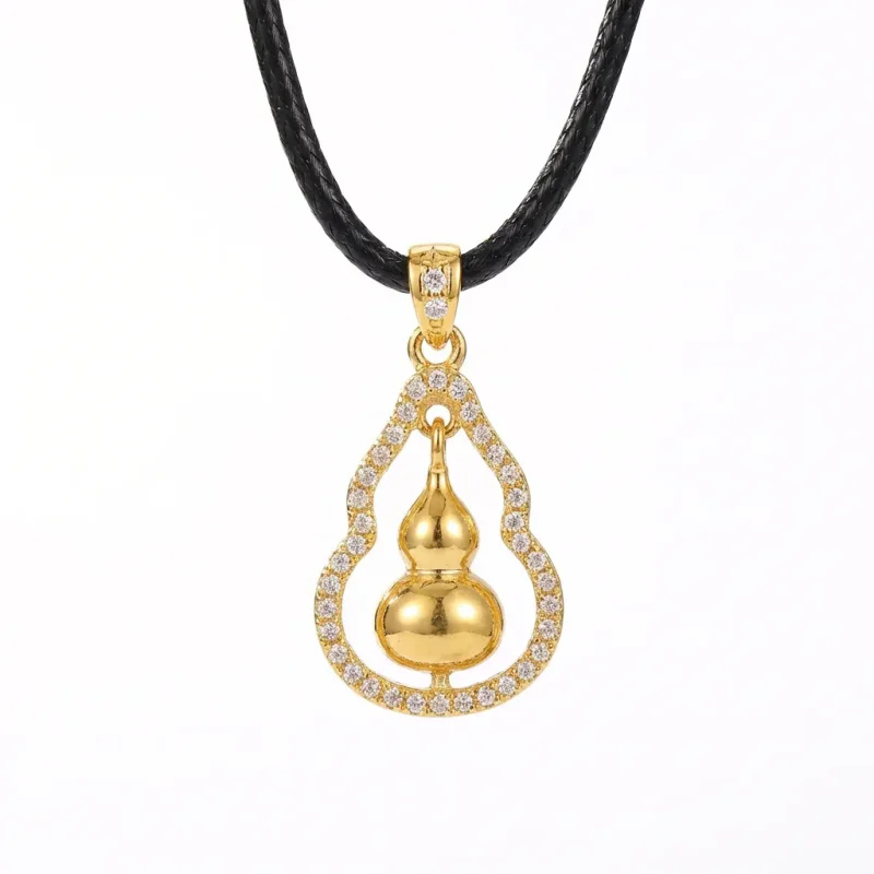 Gold-Tone Gem Calabash Pendant Necklace - 1