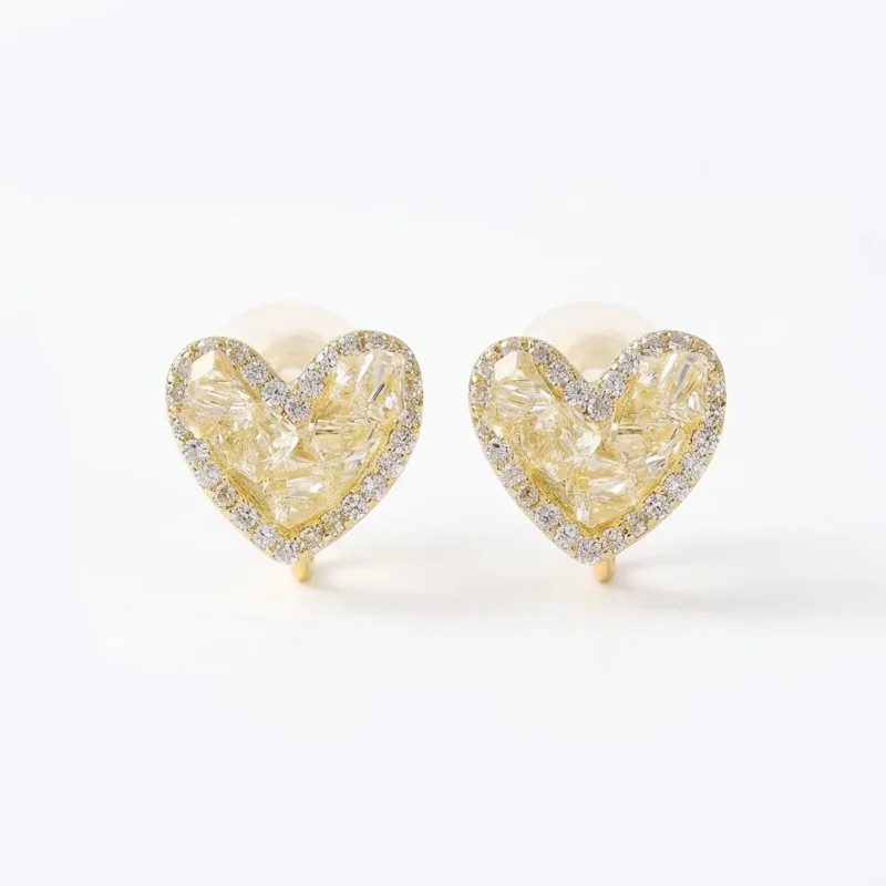 Zircon Heart Ear Clips for Non-Pierced Ears - 1