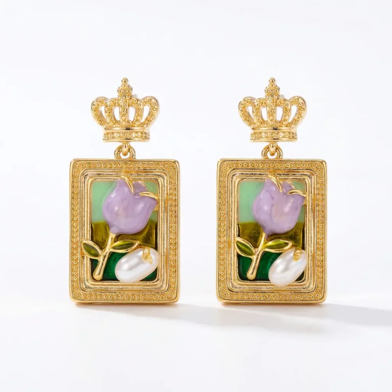 Monet Garden Natural Pearl Gold Plated Earrings - 1