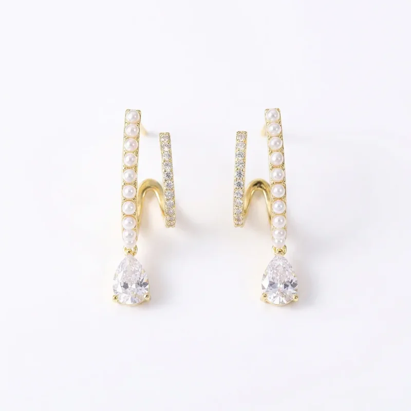 Zircon Pearl Water Drop Non-Pierced Ear - 1