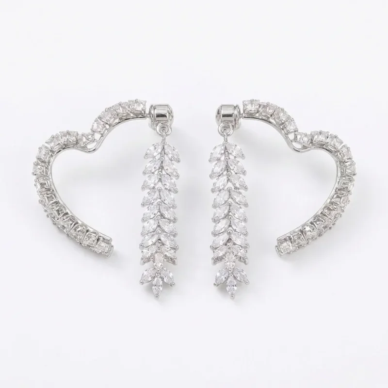 2023 Fashion Heart Zircon Stud Earrings for Women - 1