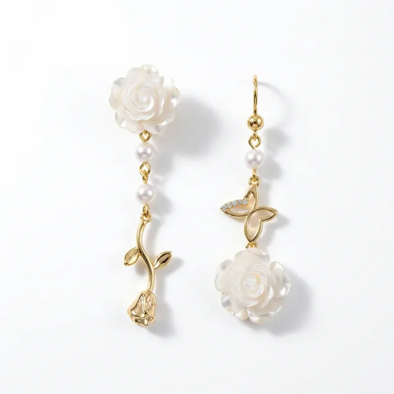 Copper Electroplated Rose Asymmetric Non-Pierced Ear Clip - 1