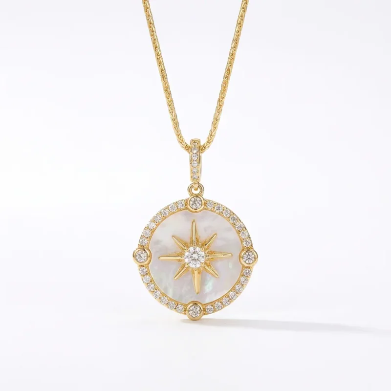 Gold Plated Natural Fritillary Eight-Awn Star Necklace - 1
