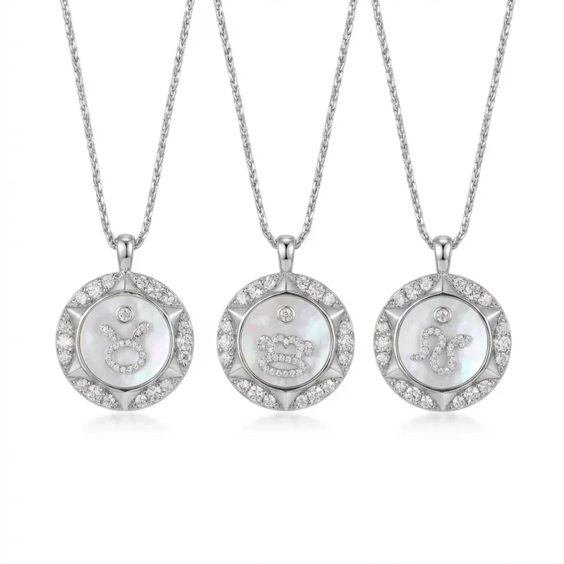 Zodiac Natural Shell Micro-Inlaid Adjustable Necklace - 1
