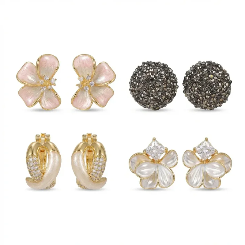 Pearl Camellia Mosquito Coil Ear Clip - 1
