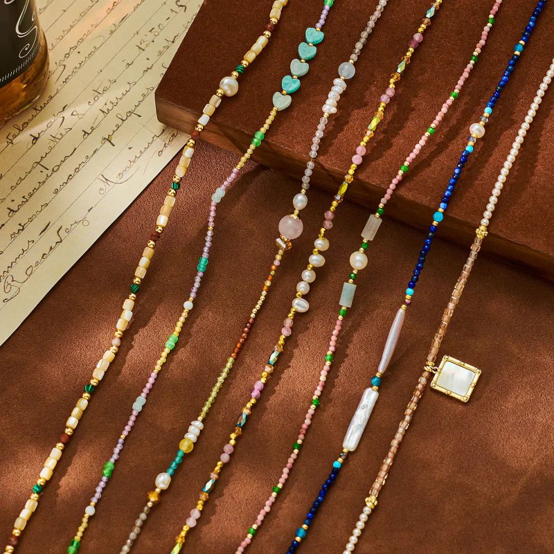 Retro Freshwater Pearl Natural Stone Crystal Necklace - 1