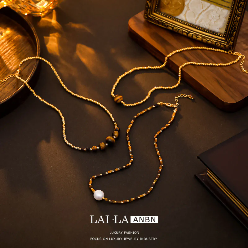 Vintage Natural Tigereye Waterdrop Necklace - 1