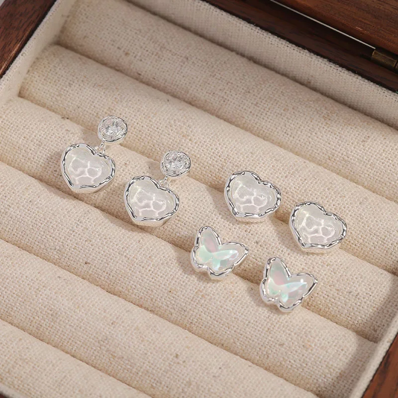 Copper Resin Butterfly Stud Earrings 925 Sterling Silver Post