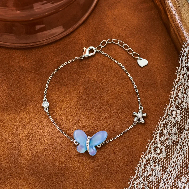 Women's Gold Plated Zircon Butterfly Moon Star Bracelet